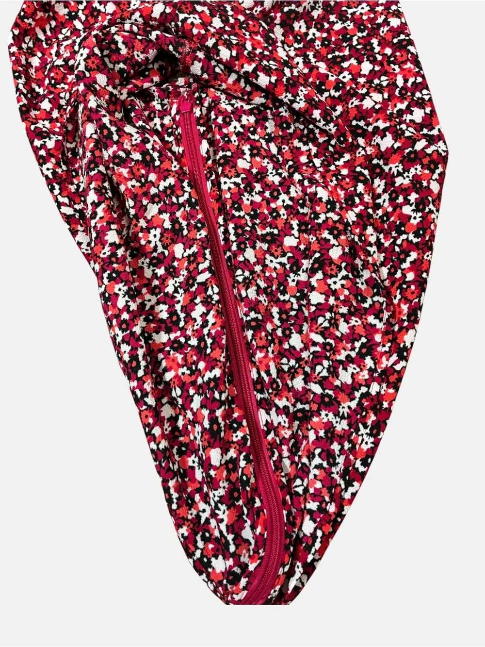 Michael Kors One-Shoulder Floral Ruffle Camisole in Burgundy and Pink Size 2